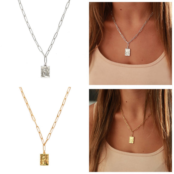 Collier Ange + Carte • Argent ou Or •