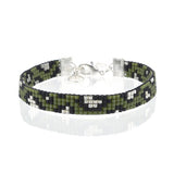 Bracelet Perlé 'Leopard' - Vert Armée