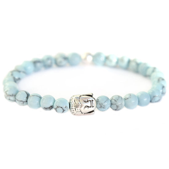 Bracelet Bouddha Marble 4 • Baby bleu •