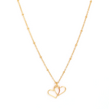 Collier double coeur or