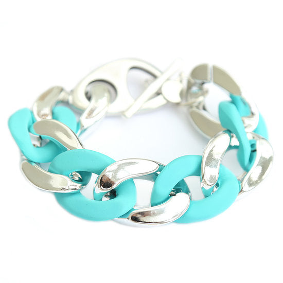 Bracelet Maillon • Argent et Turquoise •