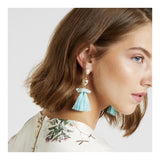 Boucles d’oreilles • Pompon • Turquoise •